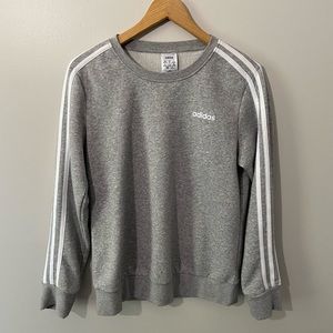 Women’s Grey 3 Stripe Adidas Crewneck (Size: M) (Color: Grey/White)